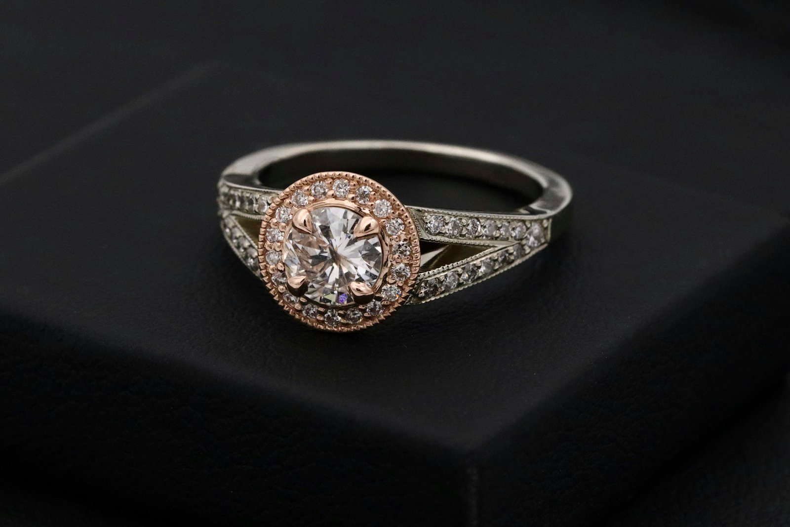 A close-up of diamond rings